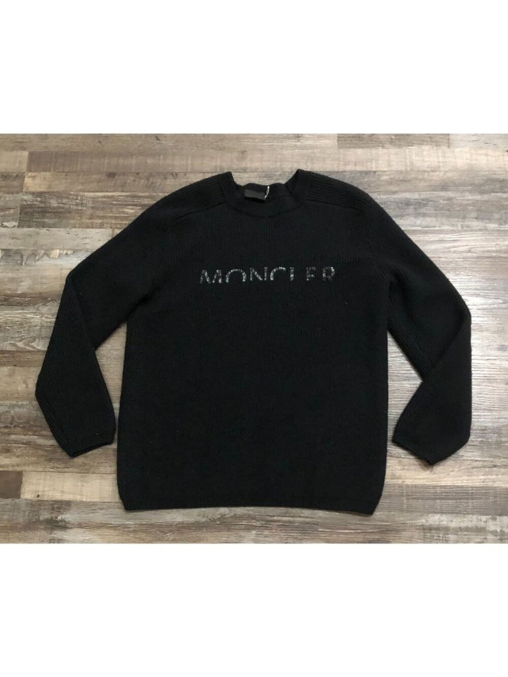 Moncler Mens Medium Black Crewneck Long Sleeve Knit Sweater